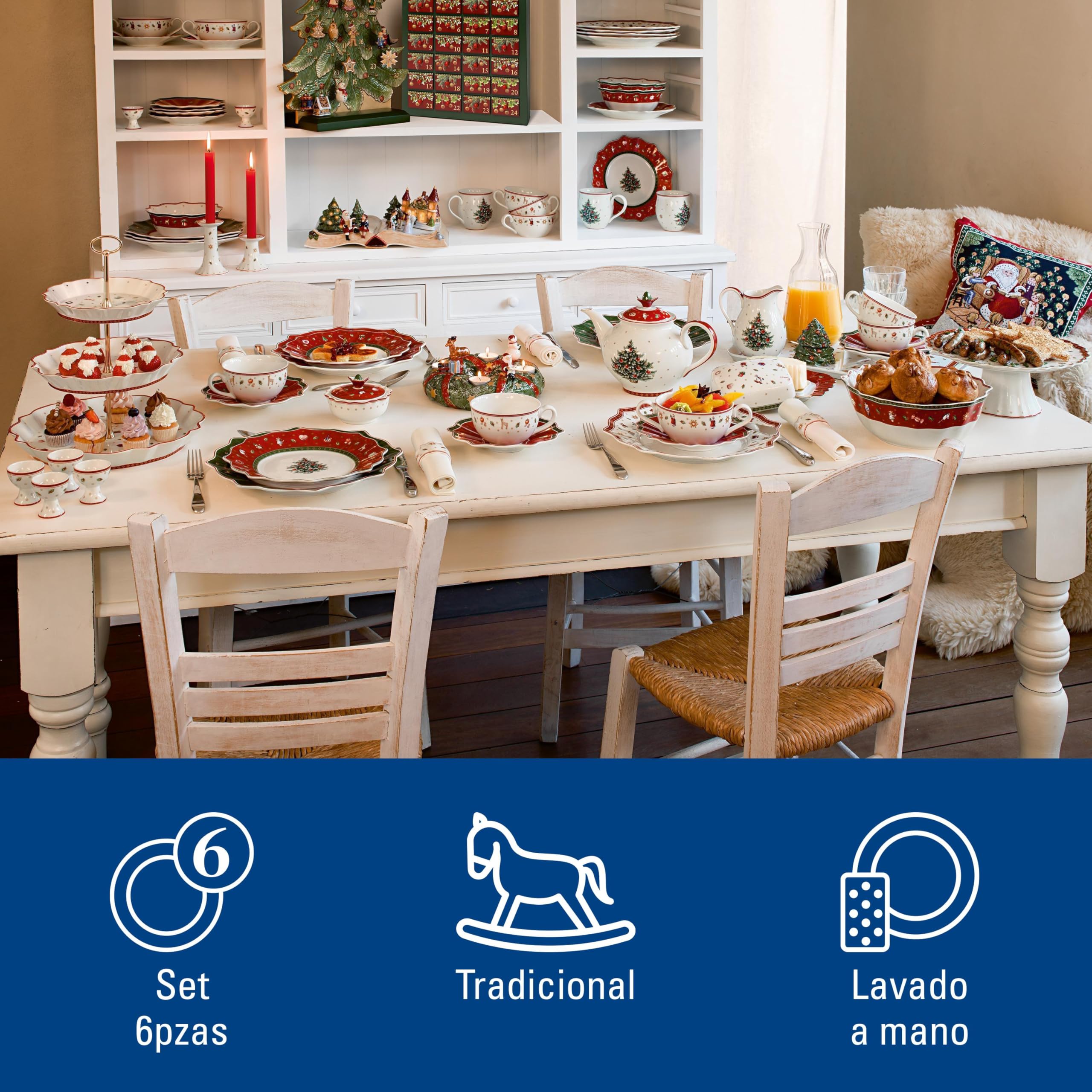 Villeroy & Boch 1485857281 Toy's Delight Breakfast for Two Servicio de desayuno para 2 personas, Porcelana Premium, Rojo, Juego de 6 piezas