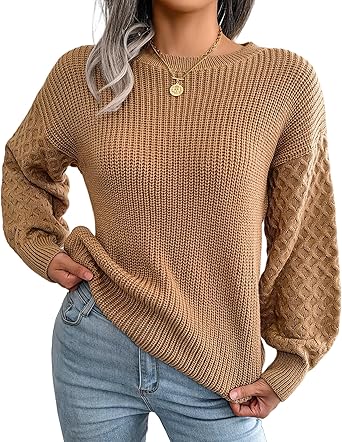 Fall Sweaters for Women Lightweight, Honeycomb Long Sleeve, Crewneck, Textured Knit, Womens Fall Fashion 2025