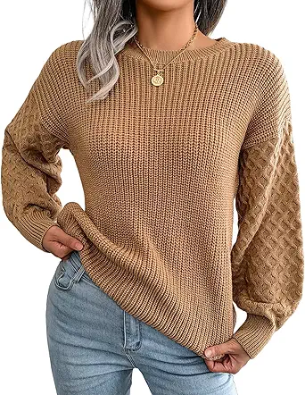 Fall Sweaters for Women Lightweight, Honeycomb Long Sleeve, Crewneck, Textured Knit, Womens Fall Fashion 2025