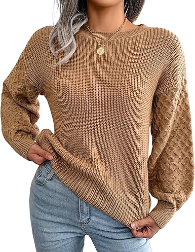 Fall Sweaters for Women Lightweight, Honeycomb Long Sleeve, Crewneck, Textured Knit, Womens Fall Fashion 2025