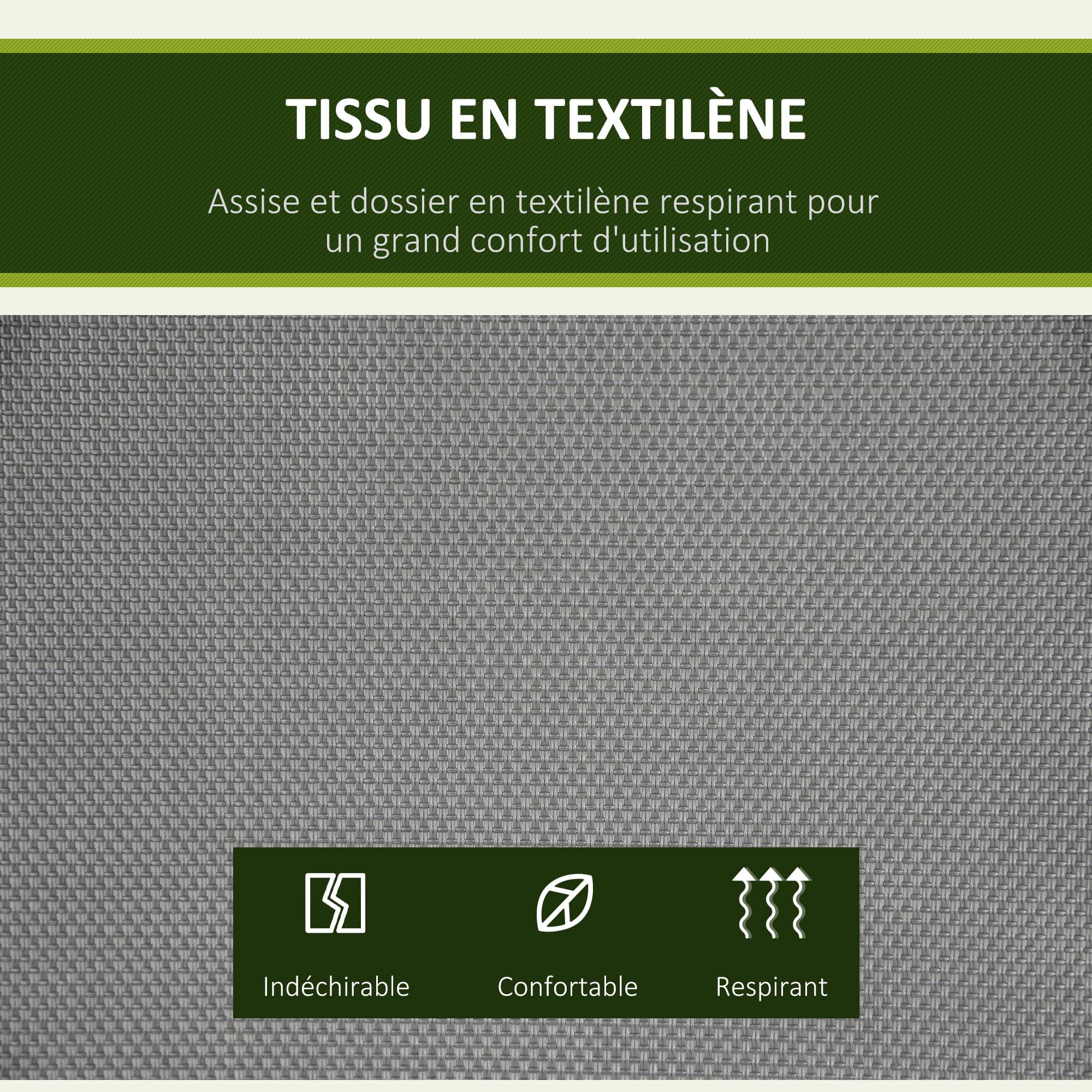 Outsunny Balancelle de Jardin 2 Places Acier époxy textilène Gris Toit Inclinaison réglable
