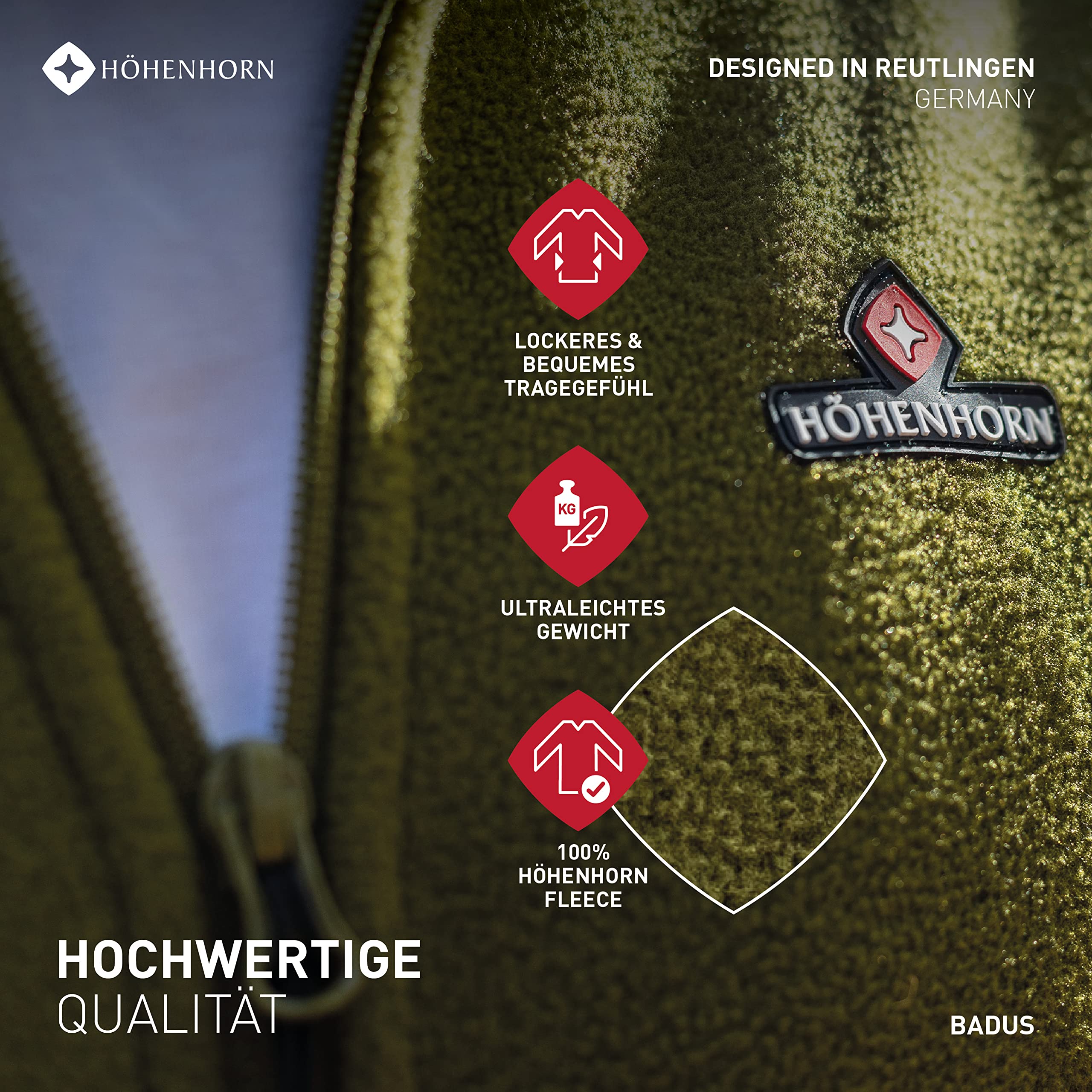 Höhenhorn Badus Chaqueta polar para hombre Cremallera completa Senderismo al aire libre Senderismo