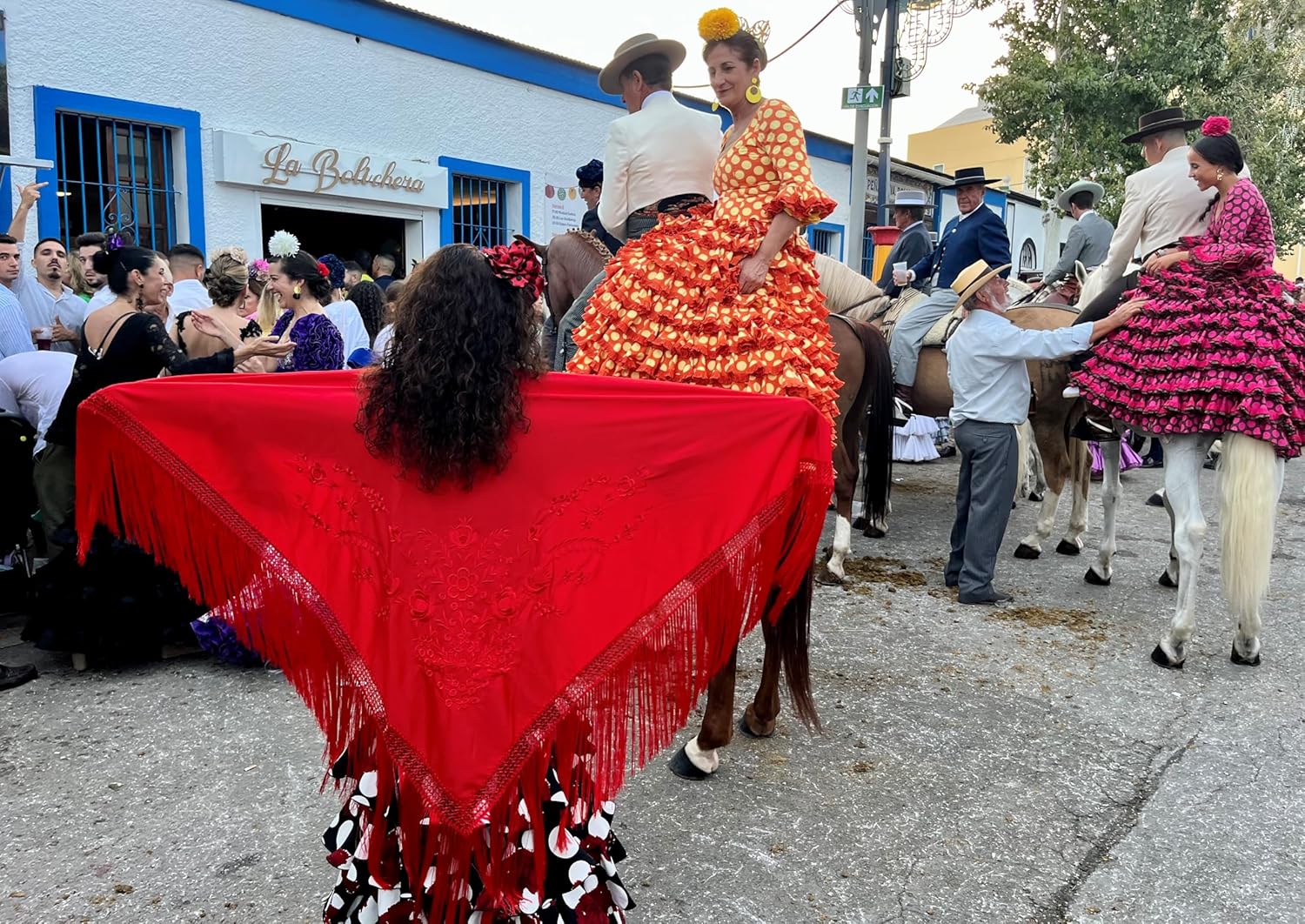 La Senorita Spanish Flamenco Dance Shawl red with red flowers Large - Image 2