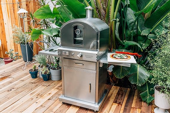 Summerset 'The Oven' Outdoor Freestanding Large Capacity Gas Oven with Pizza Stone, Smoker Box and Mobile Cart, 304 Stainless Steel Construction, Natural Gas