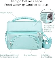 Vista 4 de Bentgo Deluxe Lunch Bag - Durable and Insulated Lunch Tote with Zippered Outer Pocket, Internal Mesh Pocket, Padded & Adjustable Straps, & 2-Way