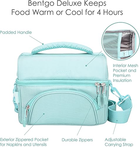 Vista 4 de Bentgo Deluxe Lunch Bag - Durable and Insulated Lunch Tote with Zippered Outer Pocket, Internal Mesh Pocket, Padded & Adjustable Straps, & 2-Way