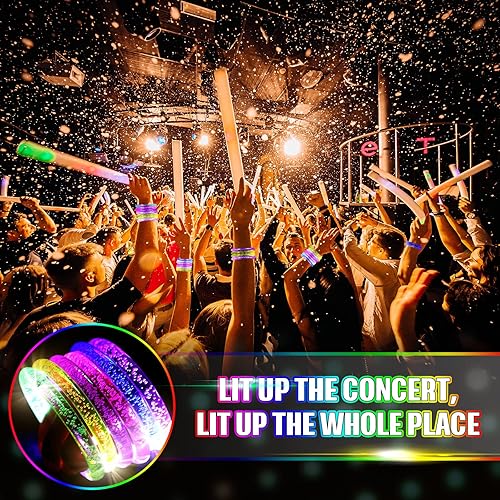 Miniatura 4 de 300 pulseras de palitos brillantes de 6 colores que brillan en la oscuridad, pulseras LED a granel para niños y adultos, neón rave, carnaval,