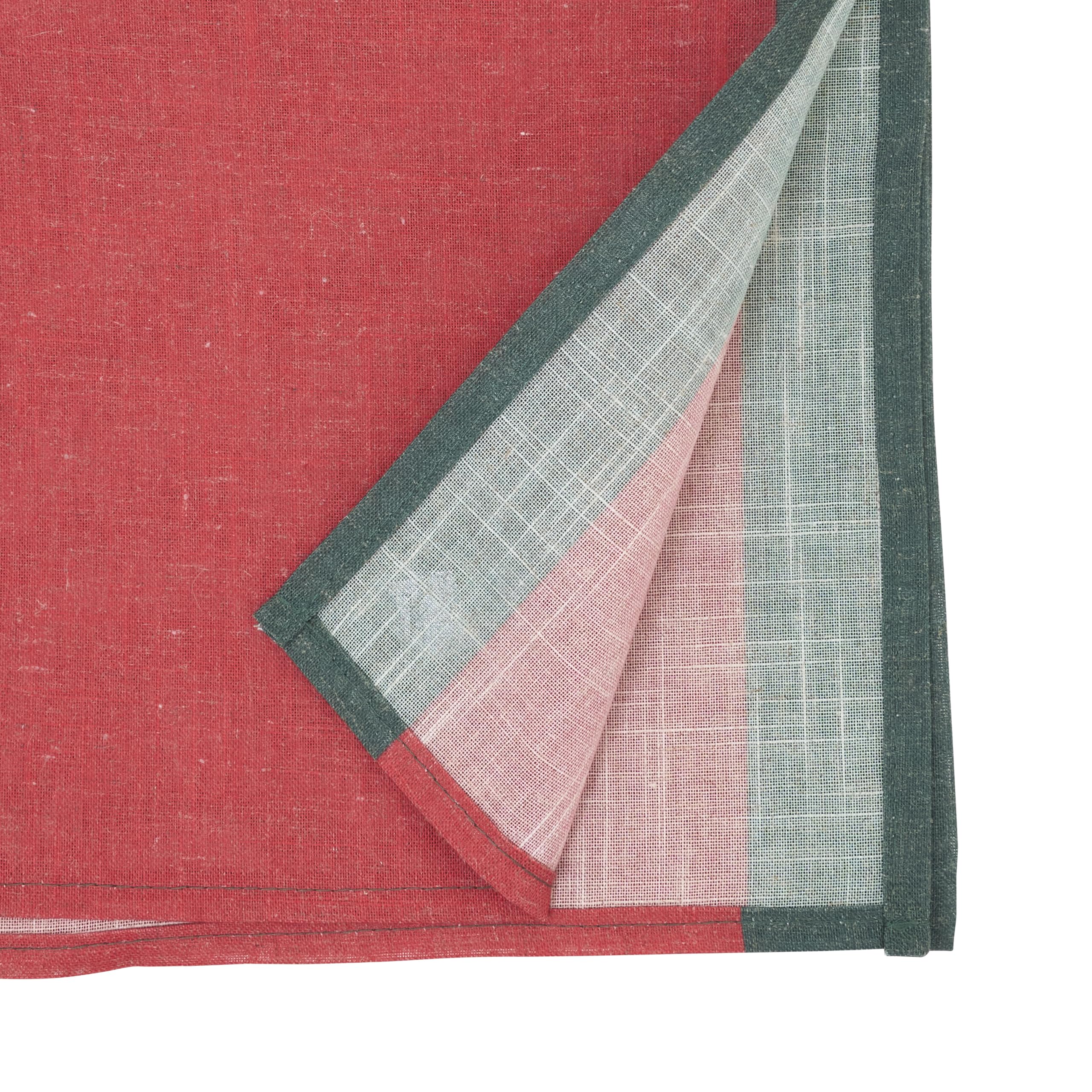 SARO Lifestyle Chemin de Table en Lin mélangé avec Bordure – pour Tables à Manger, Divertissement Quotidien, décoration de Cuisine et paysages de Table superposés (40,6 x 182,9 cm, Rouge)