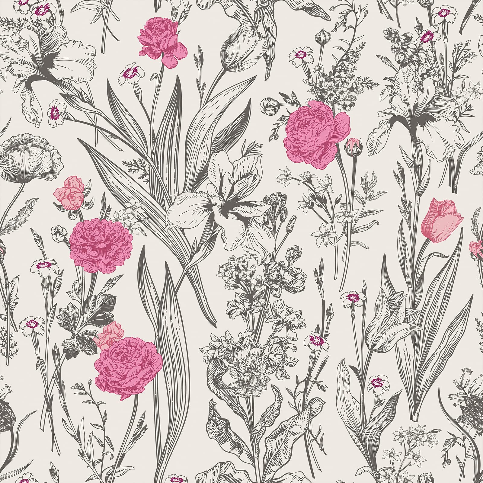Papier peint à décoller et à coller floral amovible vintage VEELIKE