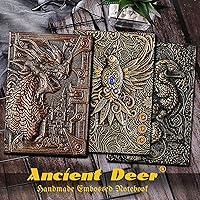 Vista 5 de DND - Cuaderno / diario, libro único de 400 páginas con carpeta de 6 anillos recargable de cuero de dragones 3D y marcador para mazmorras