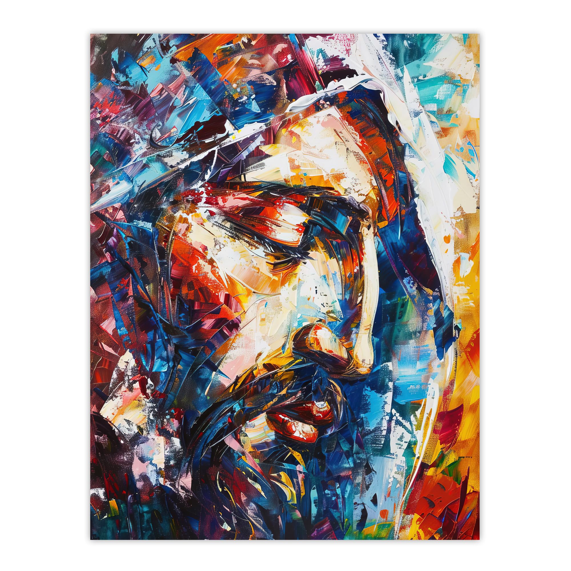 Artery8 Jesus Face Portrait Religious Painting Living Room Extra Large XL Wall Art Poster Print, Unframed 24X32", 81L x 61W cm