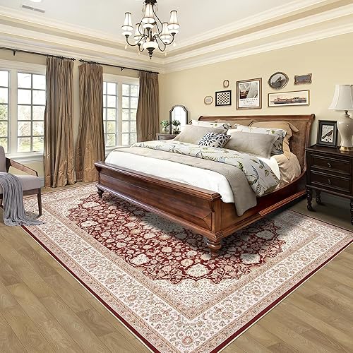 Miniatura 3 de Alfombra lavable para sala de estar alfombras grandes de 8 x 10 pies, lavables a máquina, antideslizantes, suaves, florales, de lujo, finas para