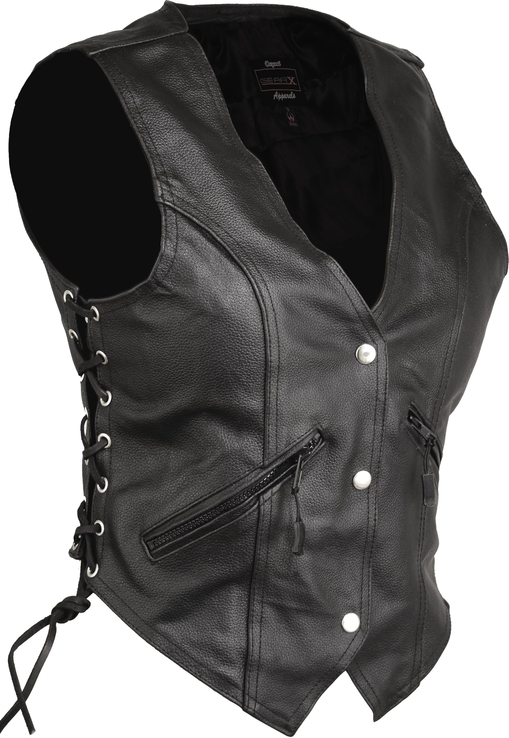 Womens Leather Waistcoat Motorcycle Vitange Biker Fashion Vest Chopper Rider