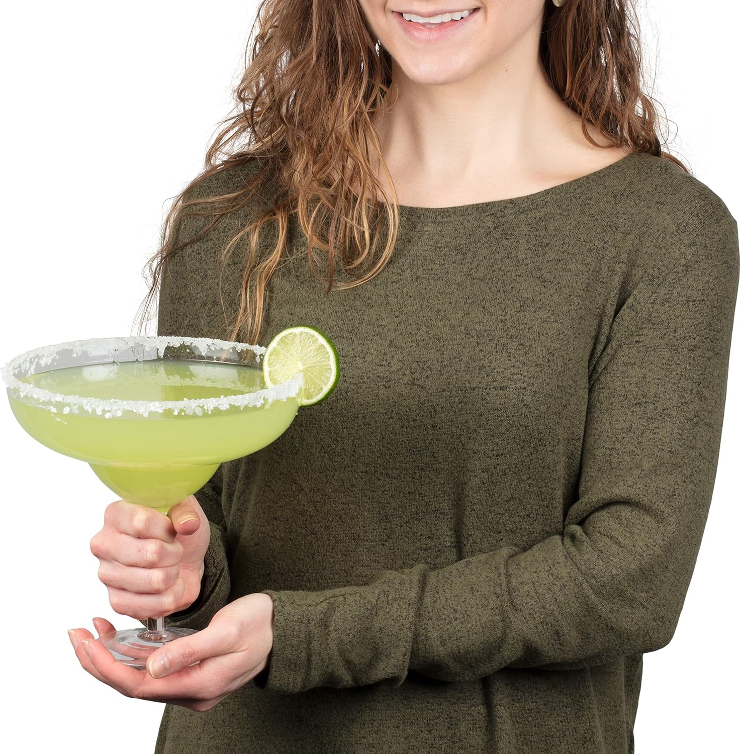 Oversized XL 33 oz Margarita Glasses (2 Pack) - Holds 3 Margs or Cocktails Each- Made of Hand-Blown Glass NOT Plastic - Fun Jumbo Glassware for Tequila & Birthdays- Wedding, Holiday Party, & Xmas Gift