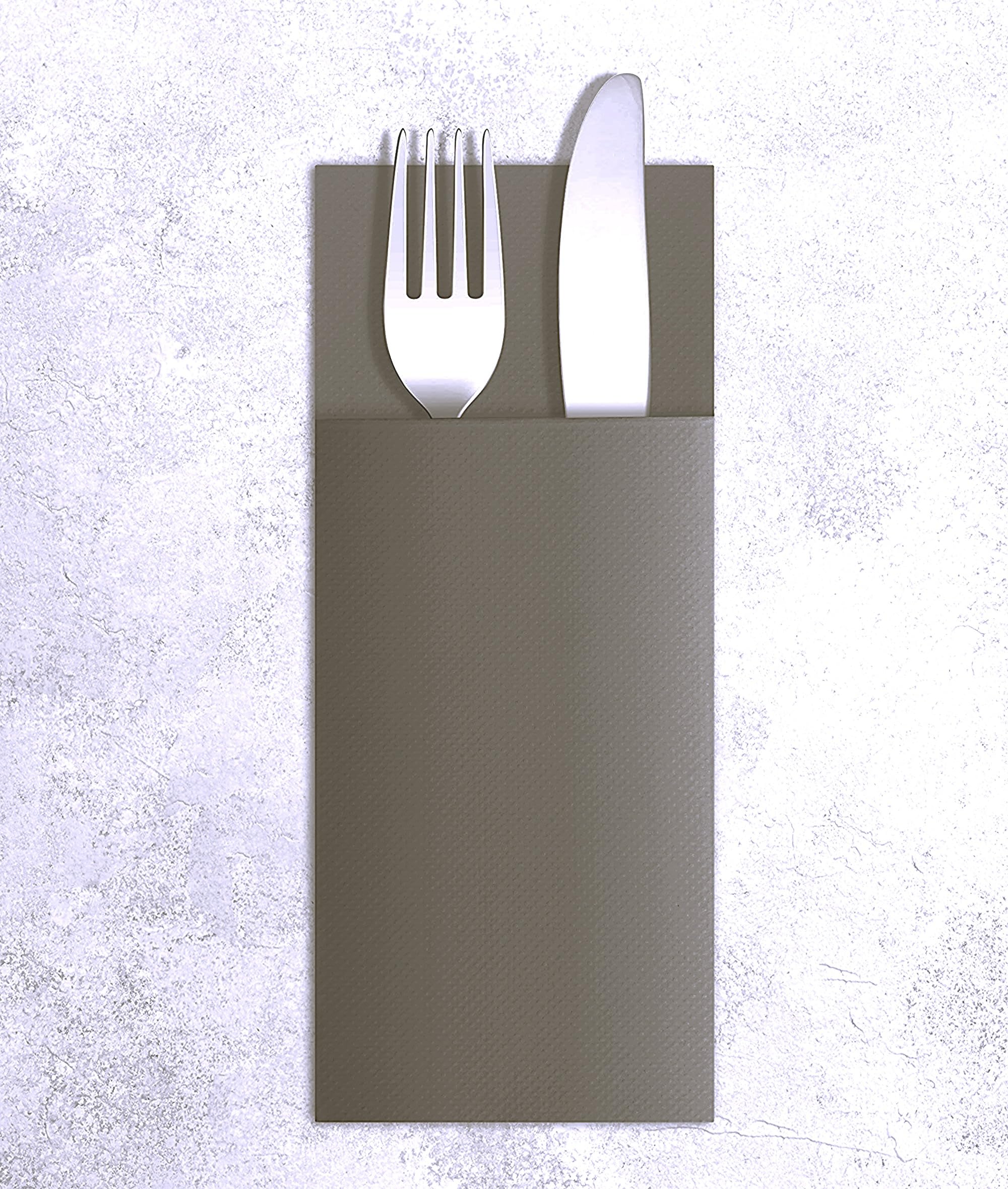 VelaHub Airlaid 50 Cutlery Napkins, Disposable Napkins, 39 x 40 cm, Greige, 40 x 39 cm (Set of 50)