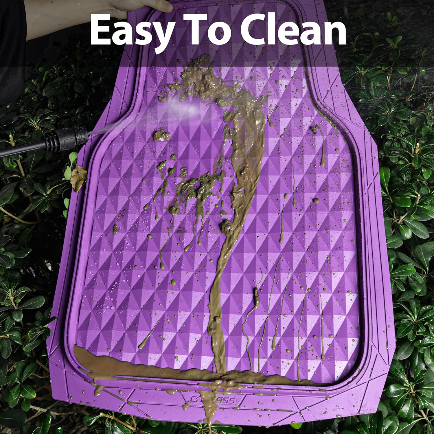 CAR PASS Heavy Duty Rubber Car Mats, Deep Dish All-Weather Floor Mat for Car Full Set Durable Anti-Slip 3D Rhombus Waterproof Trim to Fit Liner Universal Fit Automotive,Sedan,SUV,Truck, 3 Pcs Purple - Image 7