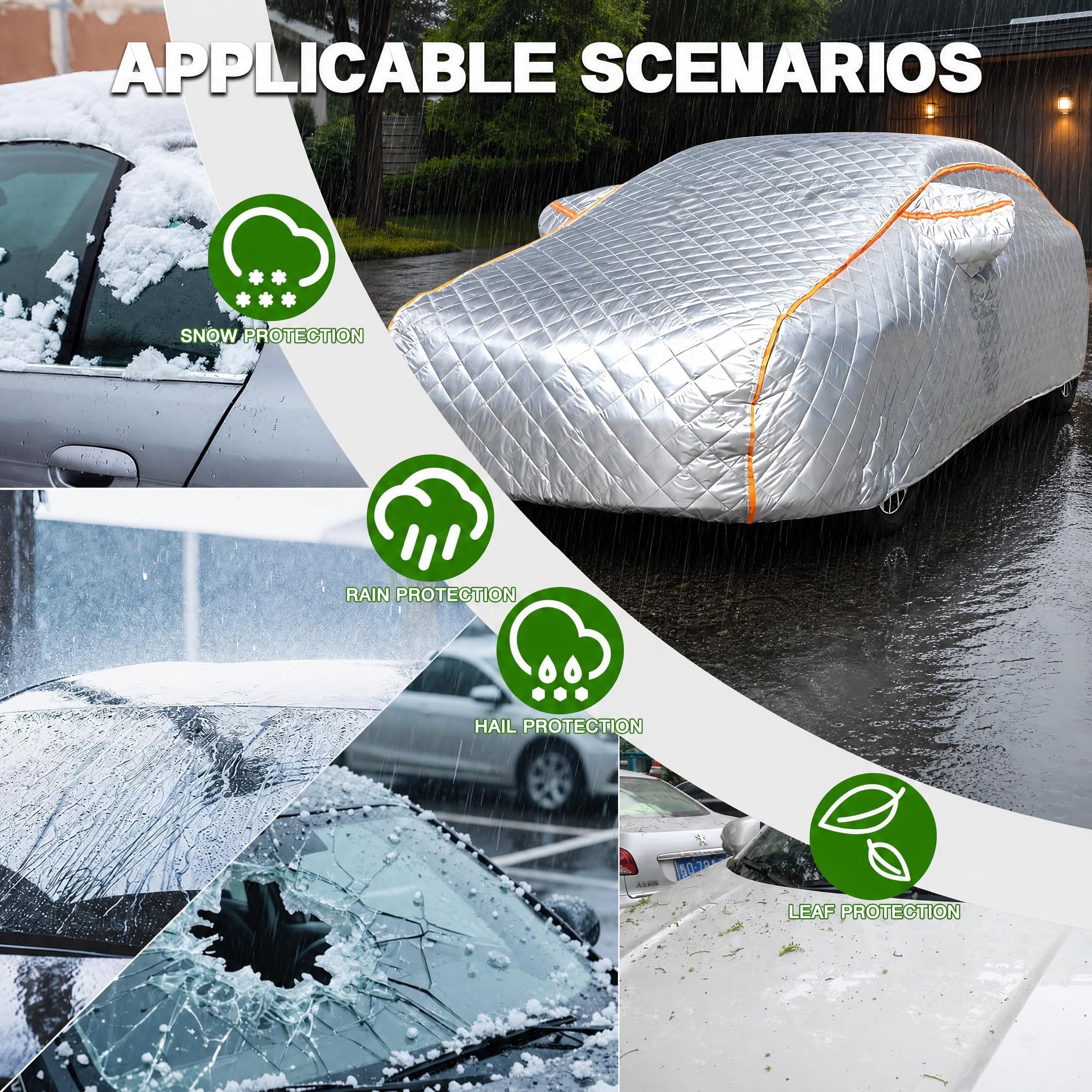 Telo Copriauto Antigrandine per Citroën C3 (2002-2024), Impermeabile Imbottito 6 Strati zw