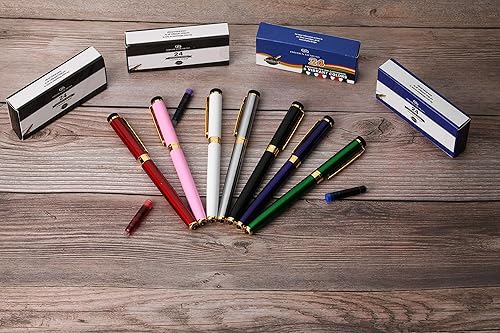 Miniatura 9 de Dryden Designs Caja de lujo para pluma estilográfica, incluye 6 cartuchos de tinta y convertidor de recarga de tinta, plata metálica