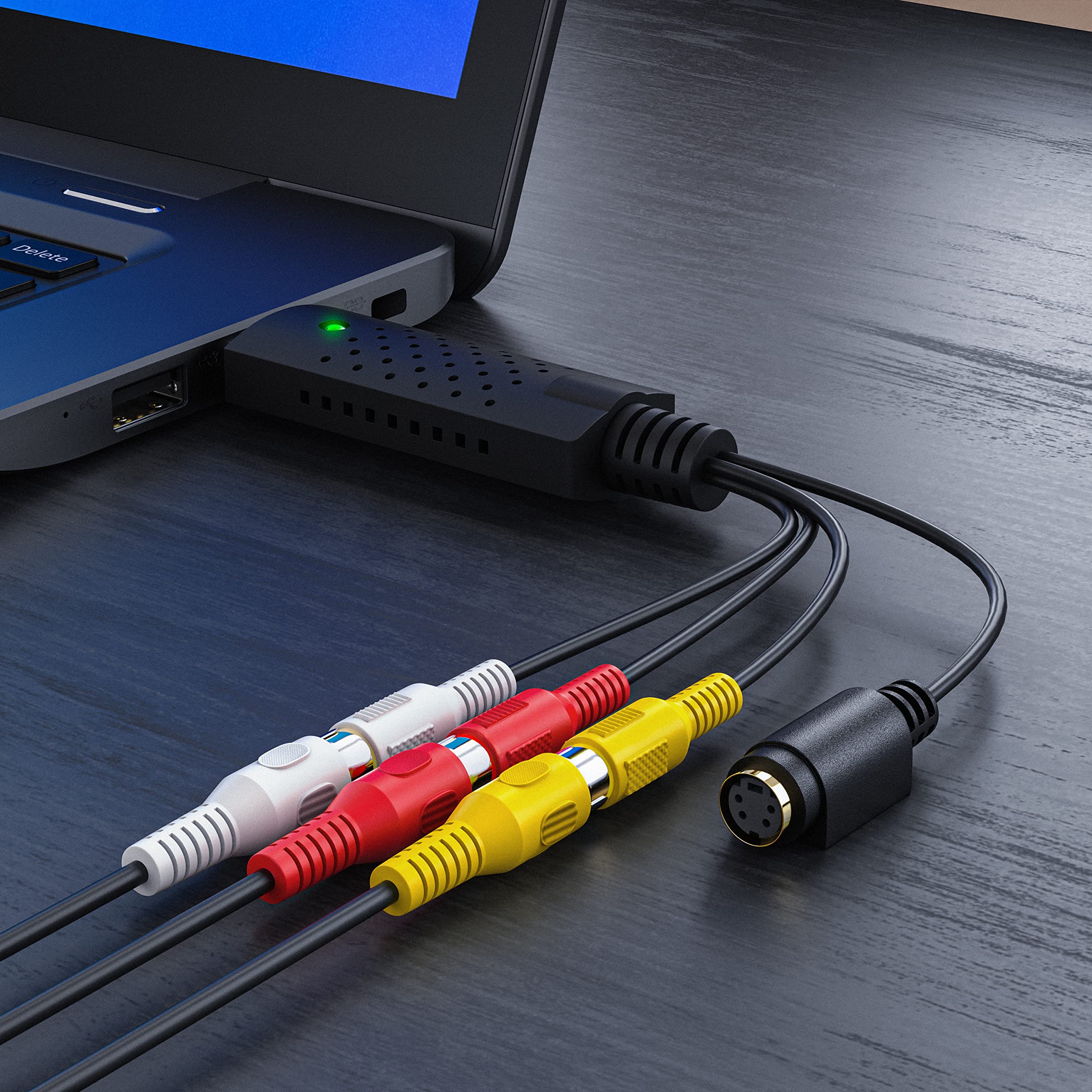 Carte Capture Vidéo USB 2.0 - Convertisseur Analogique Numérique VHS Hi8 DV Vers PC, Compatible Windows 11/10/8/7