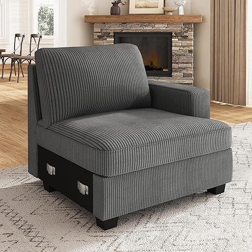 Nolany Right Armrest for Modular Sectional Couch, Customizable Right Armrest for Sectional Sofa, Dark Grey