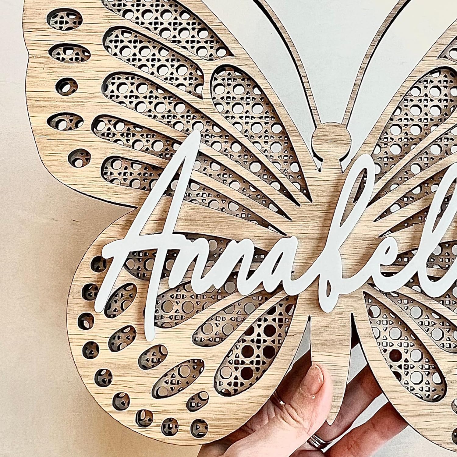 Chillever - Personalized Butterfly 3D Name Sign, Custom Wood Personalized Butterfly Wall Decor with Baby Name Sign, Exquisite Nursery Decor and Wall Art for Girl or Boy Room, Custom Boho Wooden Signs