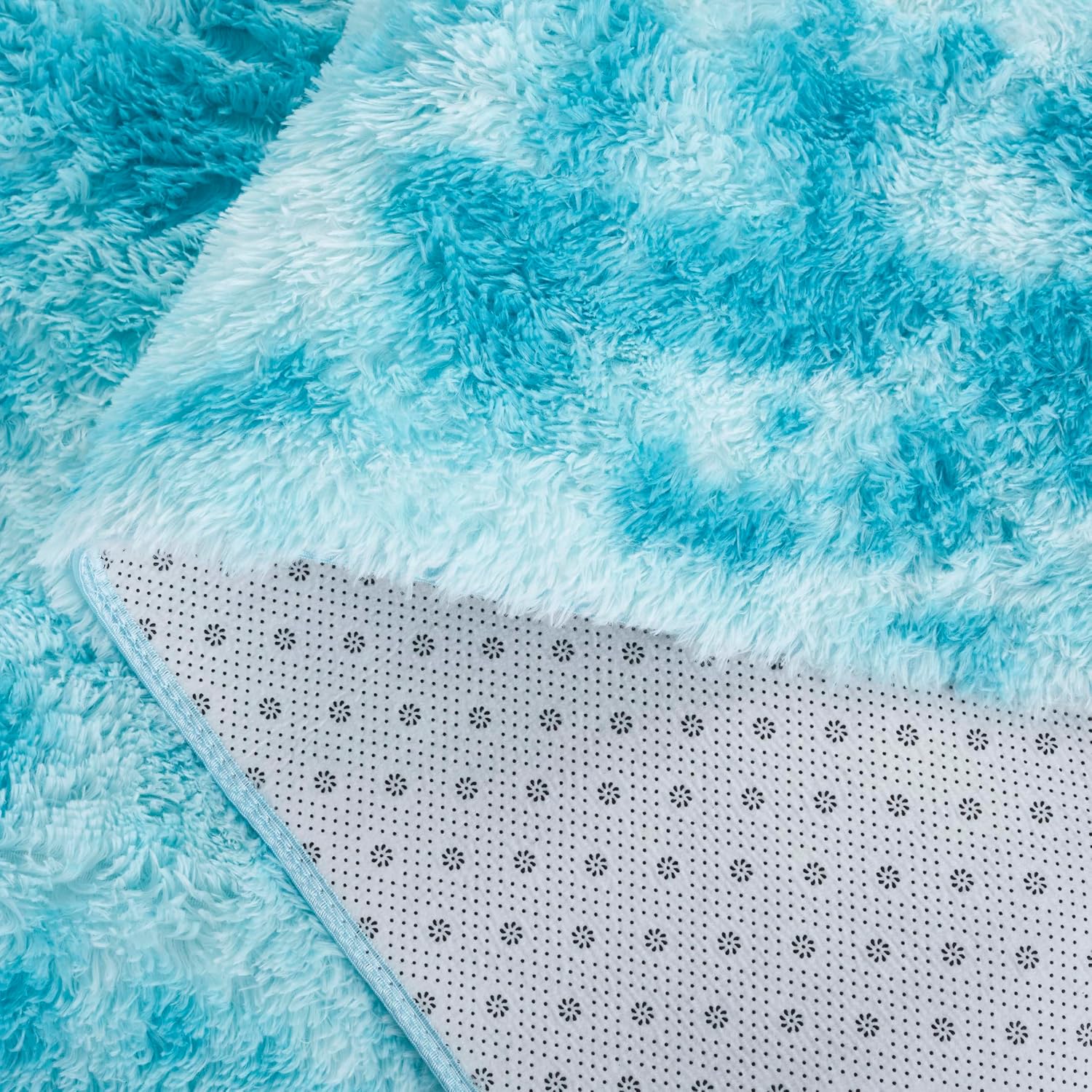 SAFAVIEH Rainbow Shag Collection Area Rug - 8' x 10', Aqua, Slip Resistant, Non-Shedding & Easy Care, 1.6-inch Thick, Ideal for Living Room, Bedroom, Home Office, Dining Space (RBO100J-8)