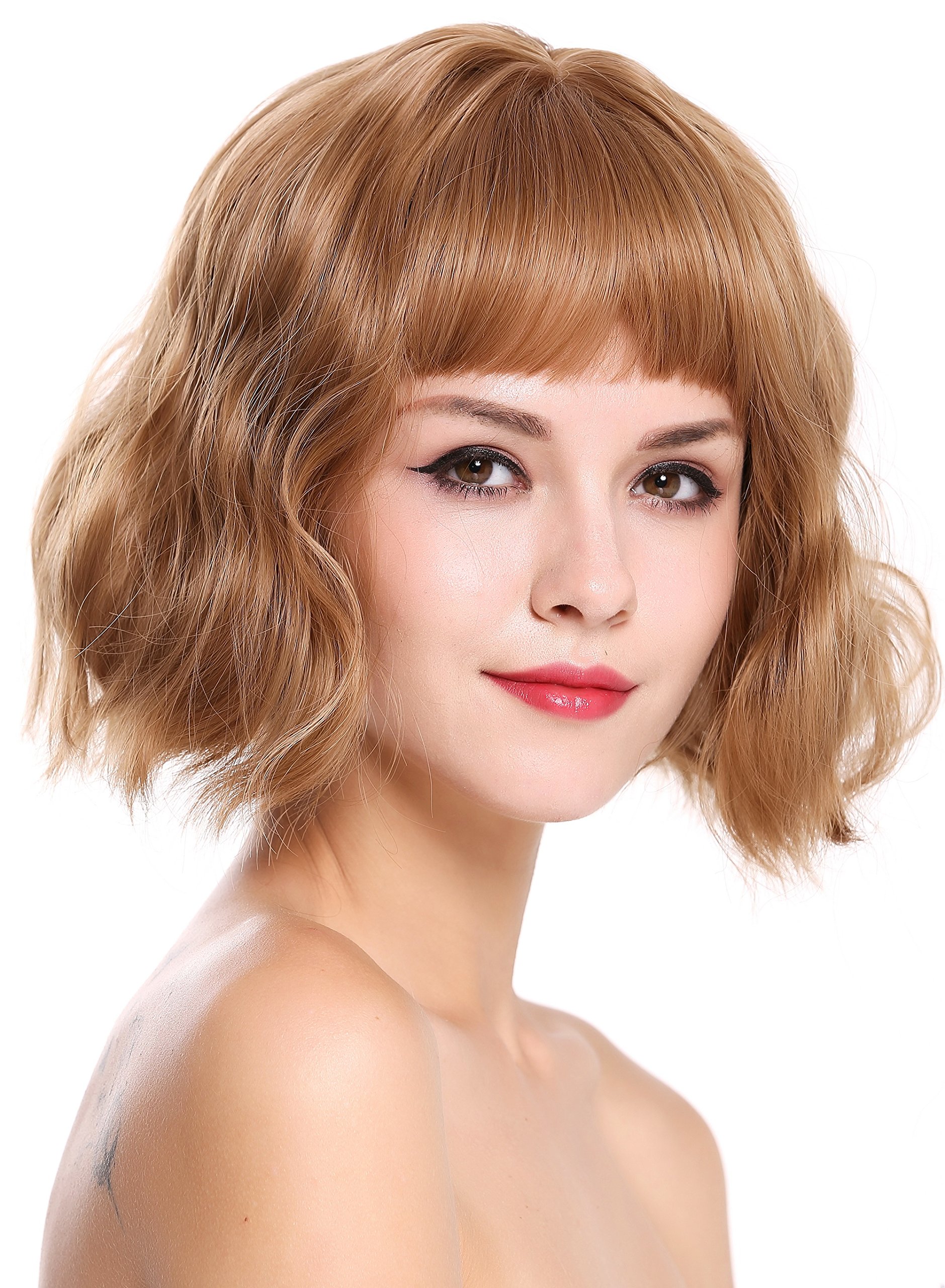 WIG ME UP - DL-052-22/36 Quality women's wig lady short fringe long-bob voluminous wild wavy waved ash blonde copper blonde highlights - Image 2