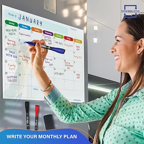 Miniatura 7 de Agenda mensual magnética para refrigerador, calendario semanal de borrado en seco, calendario semanal de 13 x 17 pulgadas, calendario magnético para