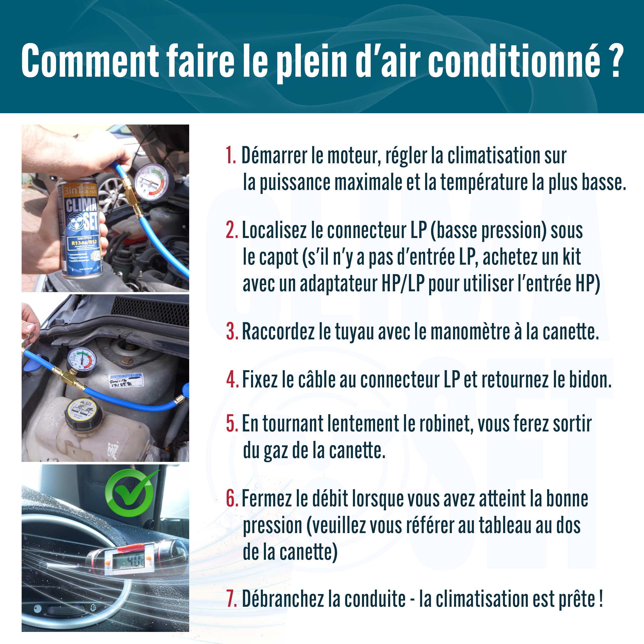 R134 Réfrigérant de Climatisation 3 en 1 avec Produit d'Etanchéité et Huile - pour Climatisation Auto - Réfrigérant pour Climatiseur Auto - 2 Canettes de 170 g ECO