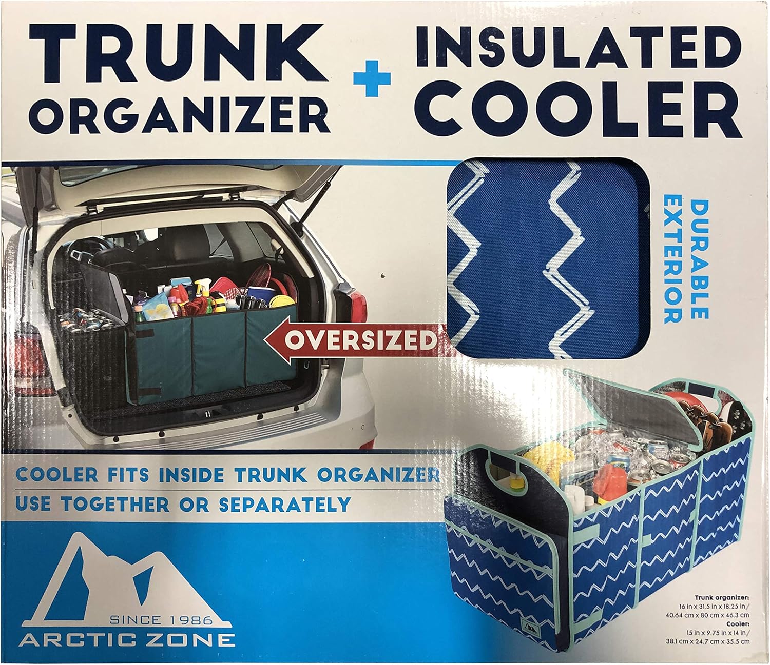Arctic Zone Trunk Organizer with 35 Can Cooler Insert, Navy