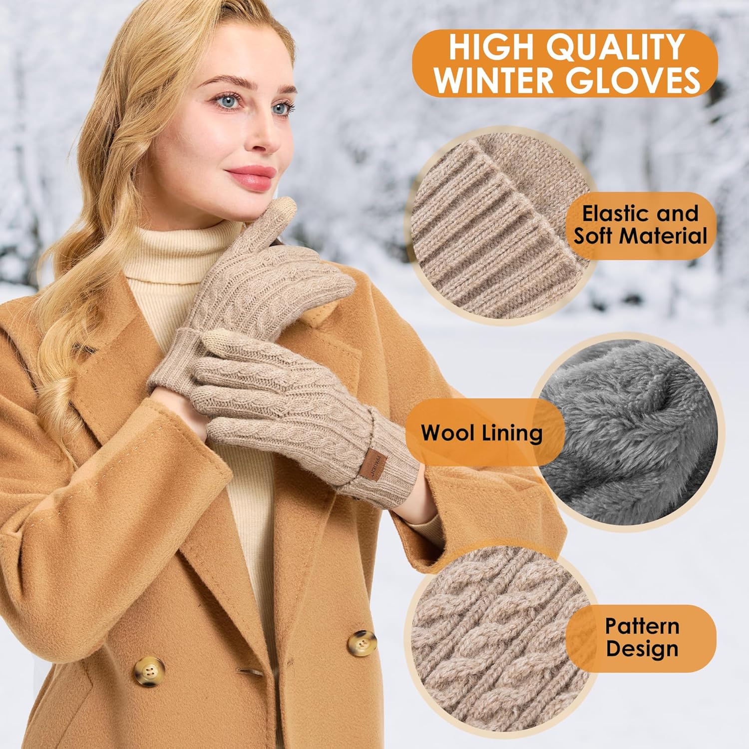 Winter Gloves for Women, Womens Gloves Cold Weather Thermal Warm Fleece Lined, Touchscreen Gloves for Christmas Gifts - Image 2