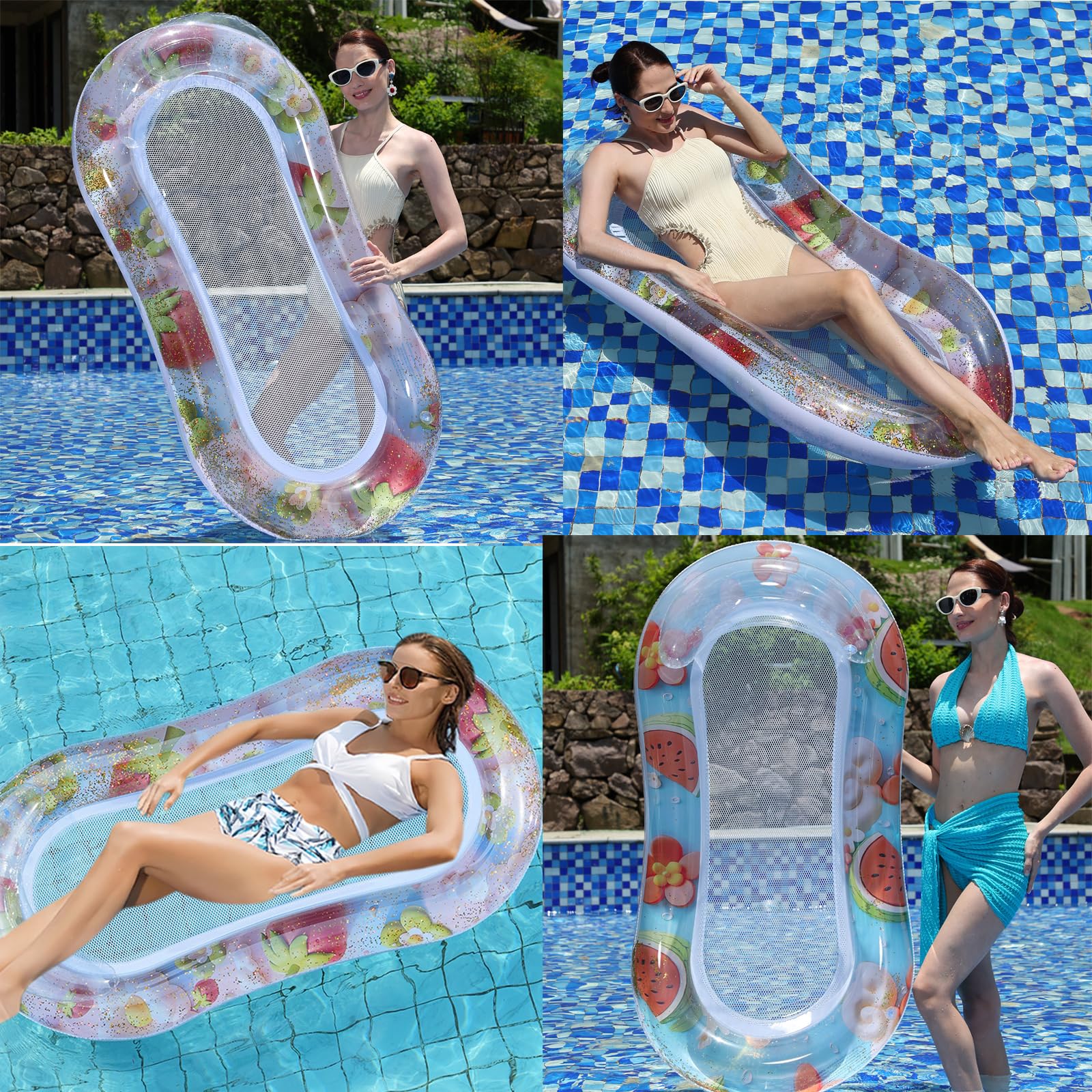 Flotadores de piscina, flotador inflable para piscina, tamaño adulto, 56 x 28 pulgadas, hamaca de agua, balsas flotantes para piscina, fiesta flotante para verano, playa al aire libre