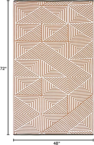 Miniatura 3 de Fab Habitat Alfombra para exteriores, impermeable, resistente a la decoloración, sin arrugas, plástico reciclado de alta calidad, geométrico