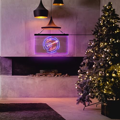 Miniatura 6 de ADVPRO Letrero de neón LED de doble color, para sala de guitarra, con música en vivo, color rojo y azul, 16 x 12 pulgadas, st6s43-i2546-rb