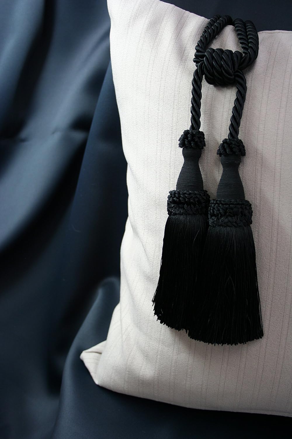 Gorgeous Fringe 2 Fringed Tassel Curtain Tiebacks Black JT – 1 – Ring – Medium
