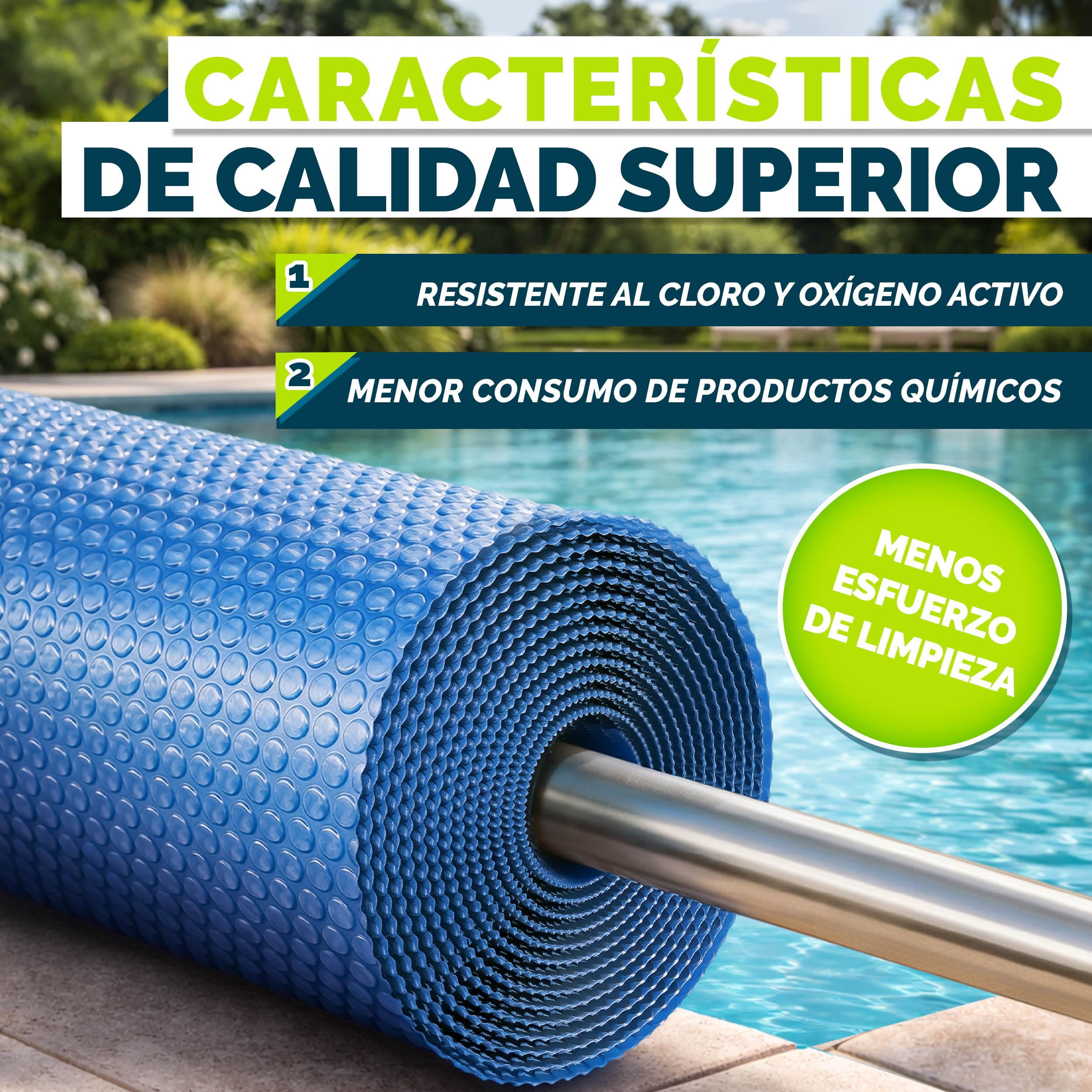 tillvex Cobertor Solar para Piscinas Redonda & Rectangular | Espesor de la lámina Solar 120 µm | La Cubierta Solar se Puede Cortar a Medida (Ø 600 cm, Azul)