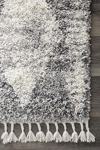 Miniatura 6 de nuLOOM Selah - Alfombra geométrica de pelo, 4 x 6, gris