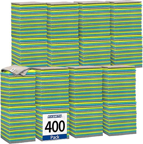 FIXSMITH Paquete de 400 toallas multifuncionales, paños de limpieza de microfibra de 12 x 16 pulgadas, trapos de limpieza altamente absorbentes,