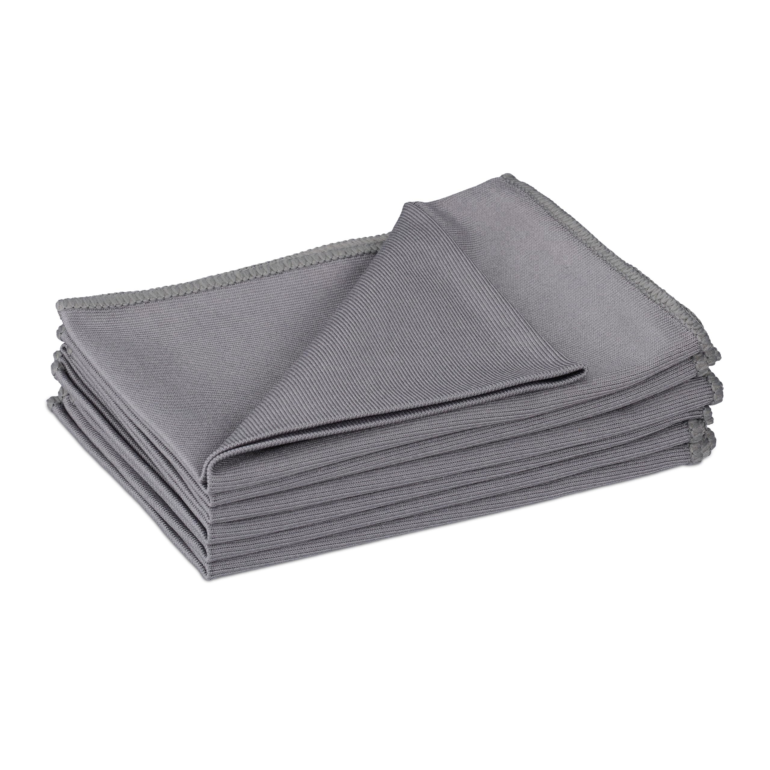 Relaxdays Microfibre Cloths, Set of 6, 40x60 cm, Absorbent, All-Purpose Cleaning Rag, Washable, Kitchen & Bathroom, Grey, Polyester, Plastic