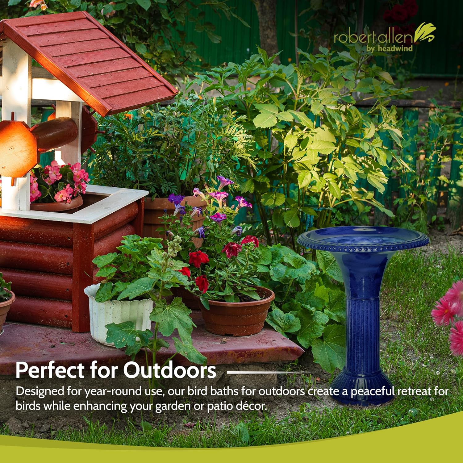 Robert Allen Ironstone Blue Metal 23.5 in. Bird Bath