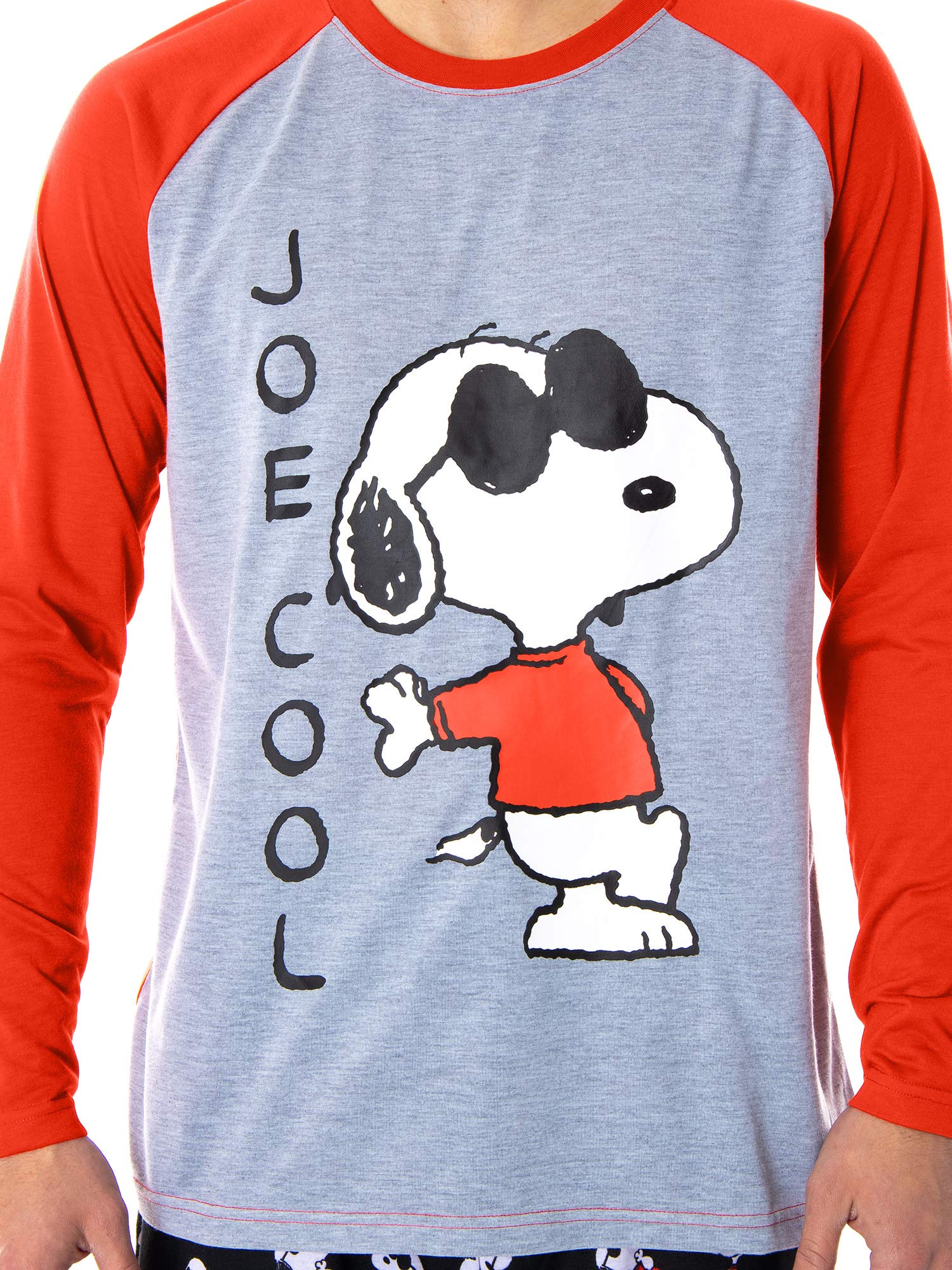 INTIMO Peanuts męska piżama Joe Cool Snoopy z długim rękawem raglanowa koszula i spodnie 2-częściowy zestaw piżamowy dla dorosłych