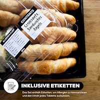 ebake Újrahasználható Tálaló Tálca Fedéllel (25 db, 33x23x5 cm) - Fekete Alj/Átlátszó Fedél - Ételtároló Doboz Partikra - Címkékkel 5