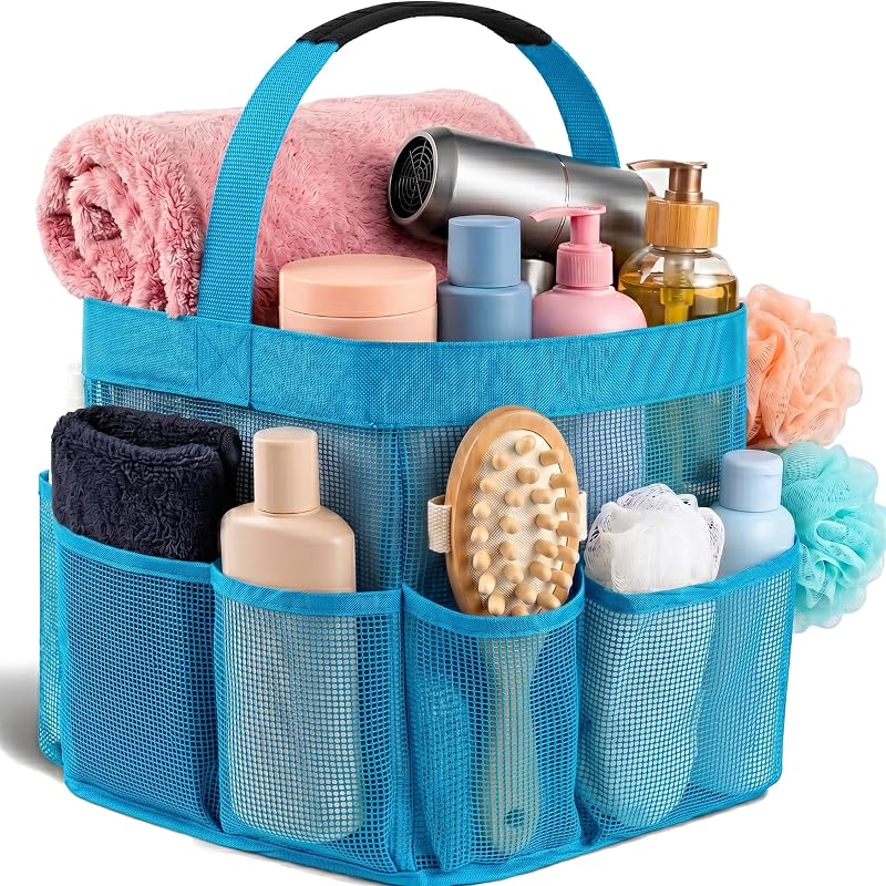 Necessaire organizadora Masirs de nylon com malha, 9 compartimentos, azul