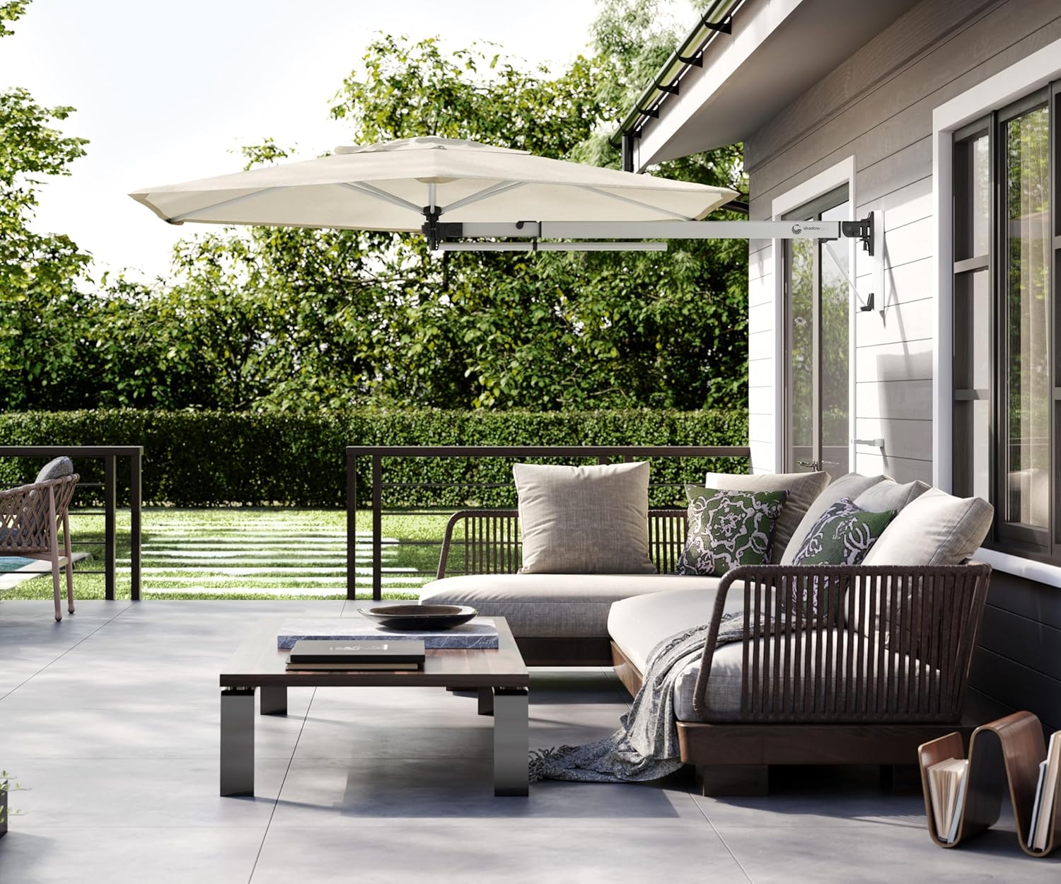 ShadowSpec Retreat Patio Umbrella, Large 9FT Hexagon Wall Mount Umbrella for Balcony, Apartments, And Outdoor Patio - Image 4