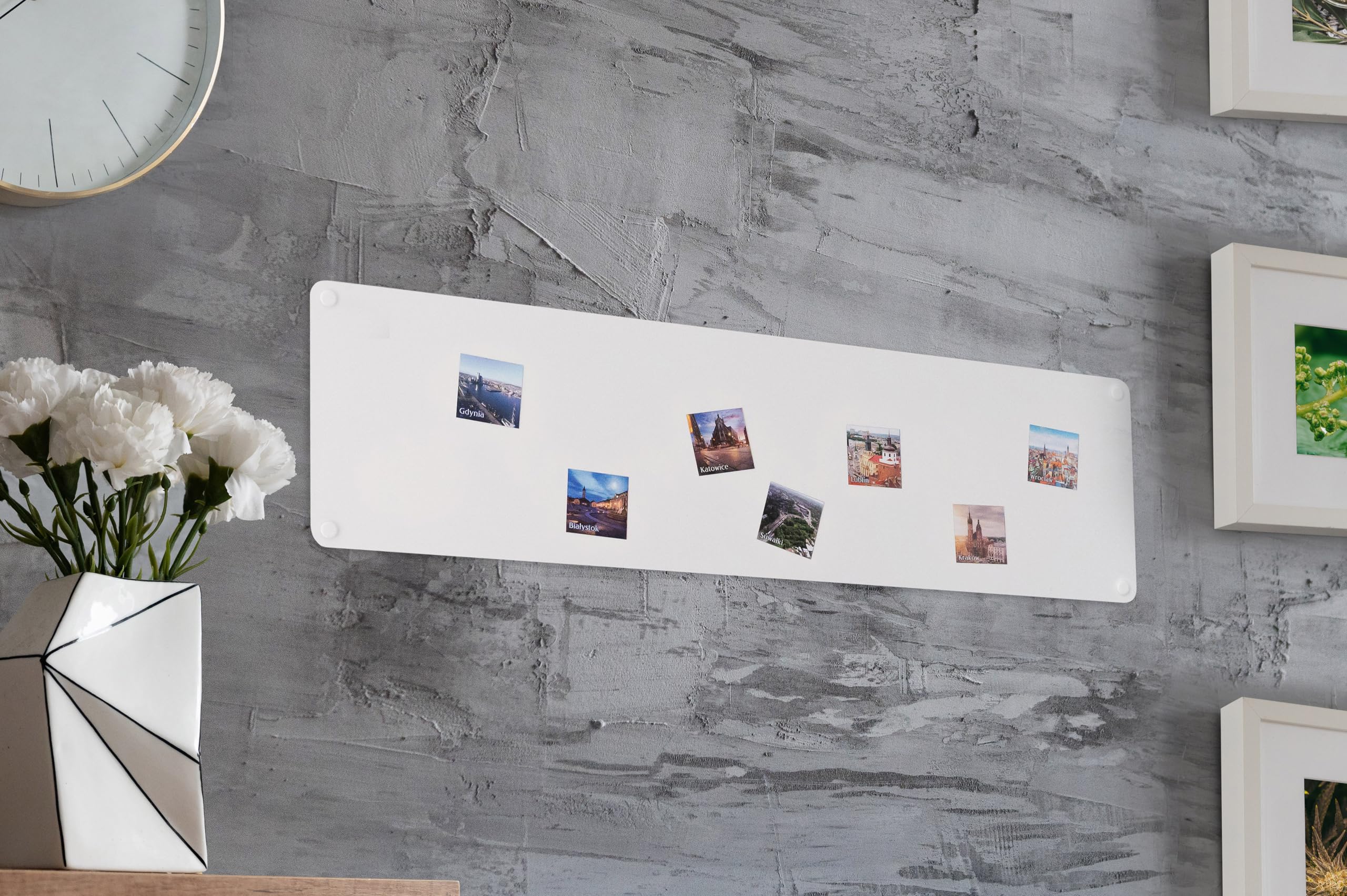 Lavagna Magnetica da Parete in Acciaio Bianca 80x22 cm, White Memo-Board, Pannello Magnetico per Calamite, Lavagna da Cucina, Ufficio, Camera dei Bambini