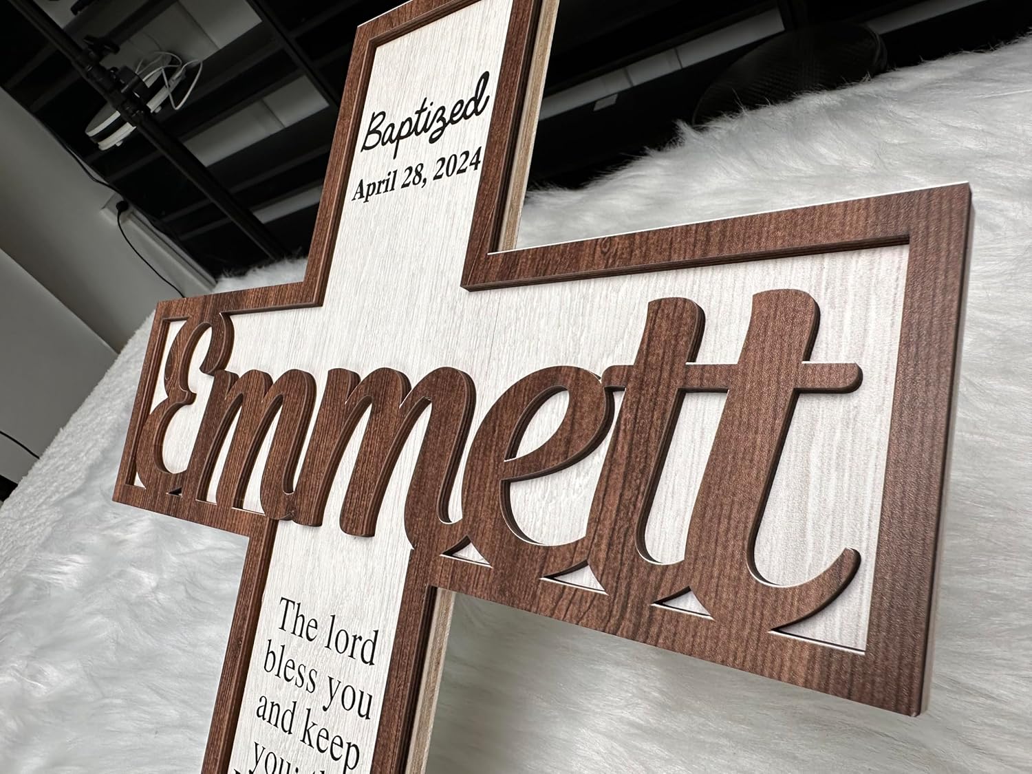 Personalized Baptism Cross wood sign, Wooden sign Baptism gifts for kids, Baby baptism cross wooden sign, Crosses for children wood sign, Christening gift for godson boys girls wooden cross sign1 - Image 2