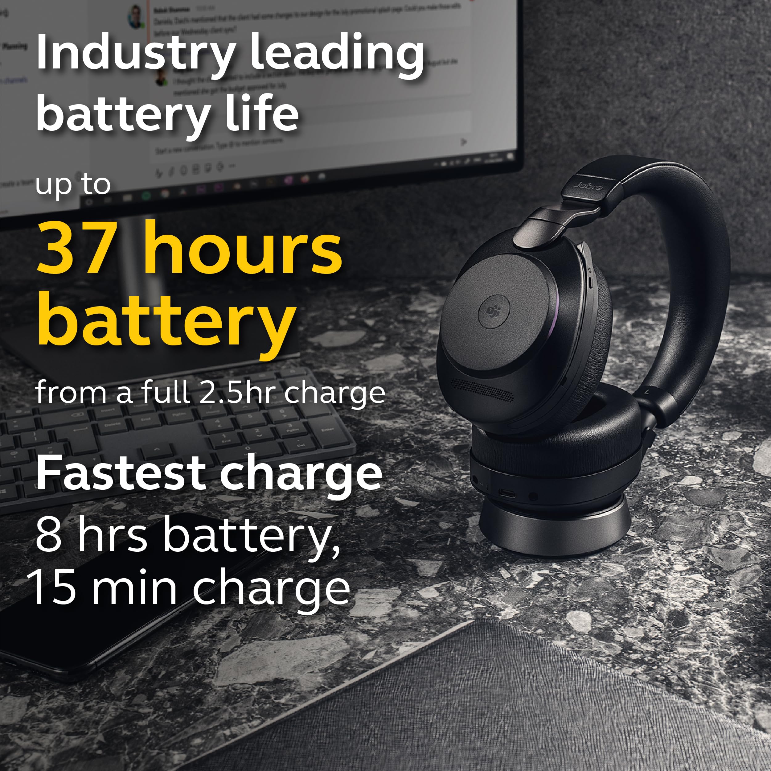 【美品】Jabra Evolve2 85 MS Teams USB-A jabra Evolve2 85 MS Teams Wireless Bluetooth Stereo Headset, USB-C