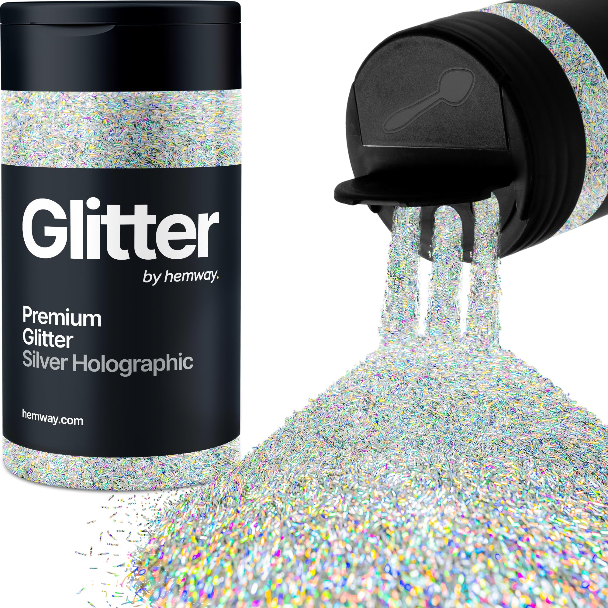 Holographic Silver Strands Glitter Shaker, 130g Glitter, Crafts Metallic Flake Silver Strands Sequins, Resin & Epoxy Crafts
