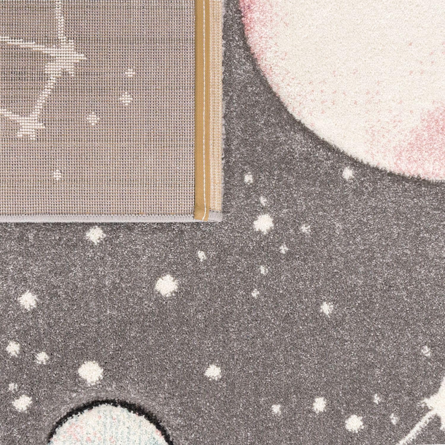 TT Home Kinder-Teppich, Spiel-Teppich Mit Planeten Und Sternen, Für Kinderzimmer In Grau, Größe:140x200 cm