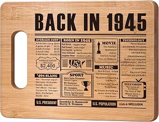 80th Birthday Gifts for Women Men,80 Year Old Birthday Gifts Woman Man,80 Years Gifts for Mom Dad Grandparents Wedding Anniversary,Back In 1945 80s Birthday Decorations Engraved Bamboo Cutting Board